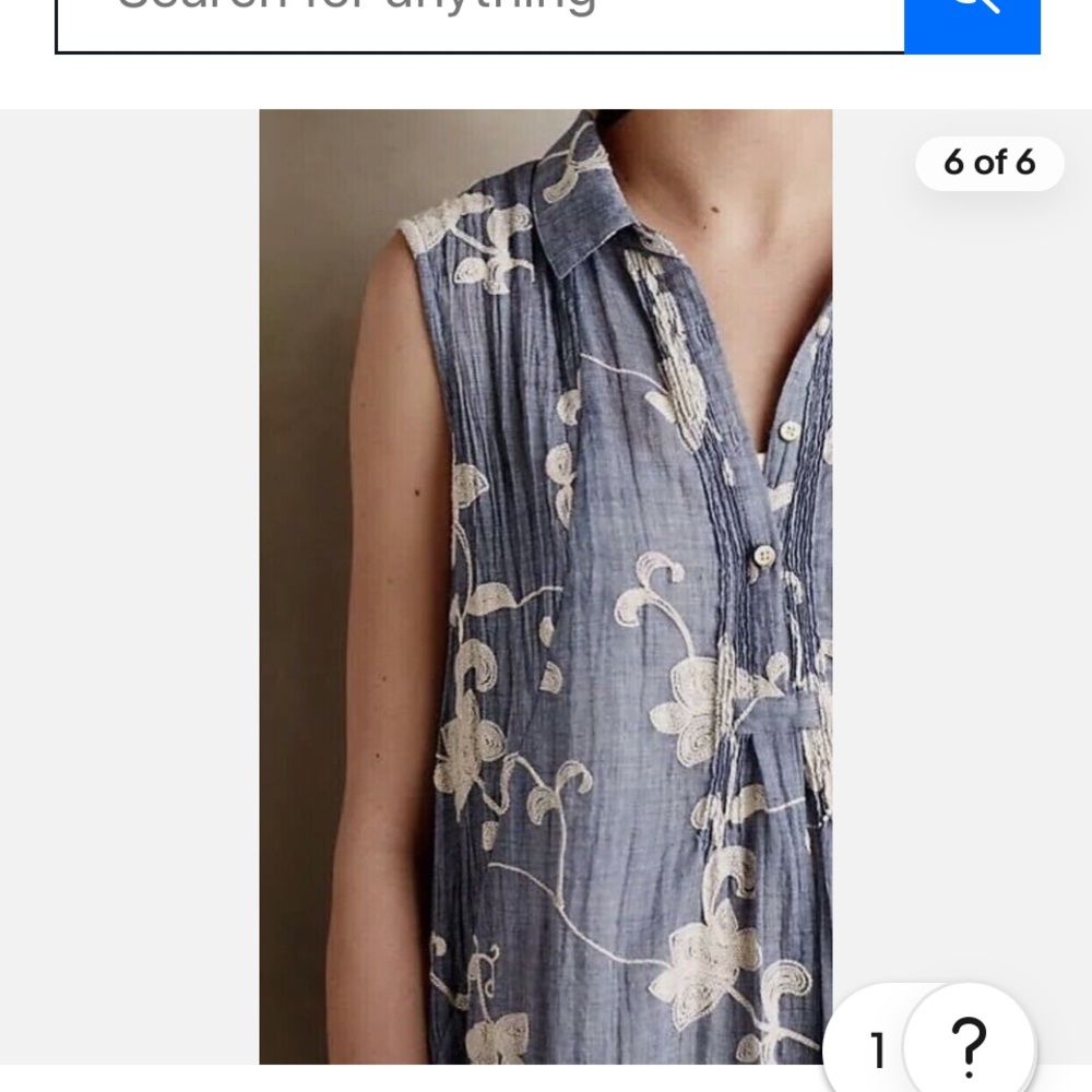 Anthropologie Isabella Sinclair Tillie Embroidered  Floral Blue Dress - Picture 5 of 12